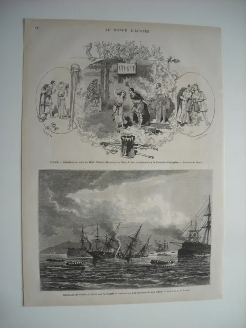 1875 Engraving. The Shipwreck Of The Package, Off Bastia, Cape Corsica. Explanatory.