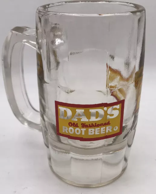 Dad's Old Fashioned Root Beer Barrel Glass Mug 5 1/4" Heavy RARE Colored Logo
