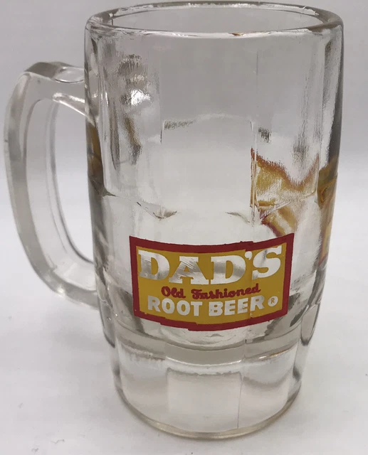 Dad's Old Fashioned Root Beer Barrel Glass Mug 5 1/4" Heavy RARE Colored Logo