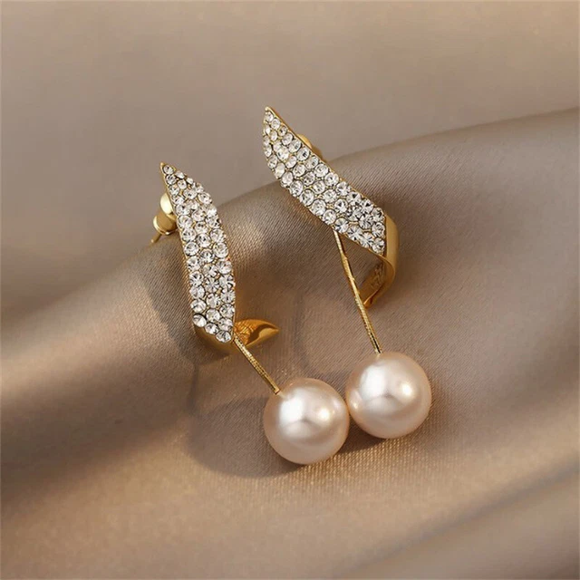 Korean Fashion Geometric Metal Pearl Pendant Drop Earrings For Woman Accessories