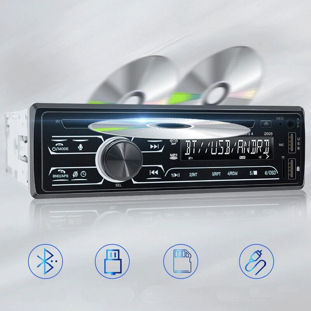 USB Fast Charge Bluetooth 12V Radio CD Player Single DIN Car DVD Player TF card
