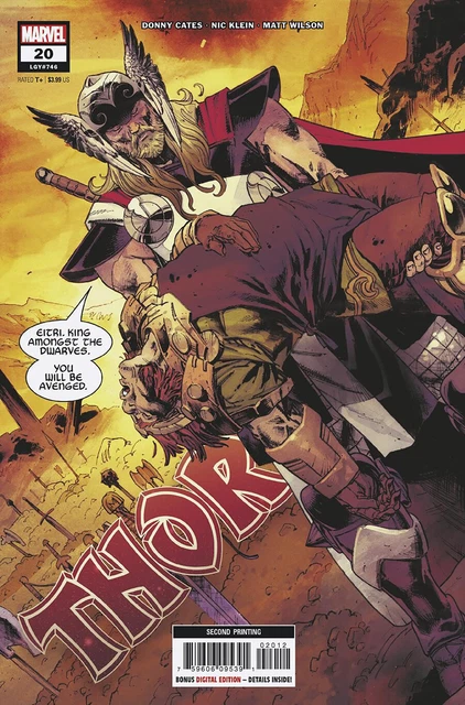 Thor #20 2Nd Print Klein Variant 2022 Marvel Comics 2/23/22 Nm