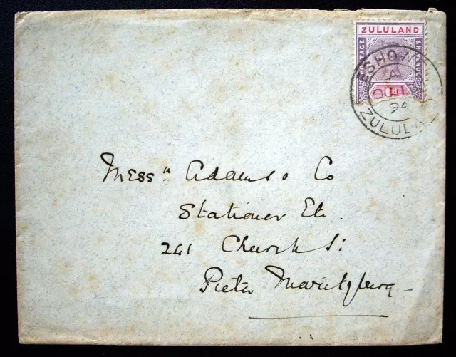 Rare Zululand Cover #16 Shaved "Z" Variety tied OCT 12 1894 Eshowe