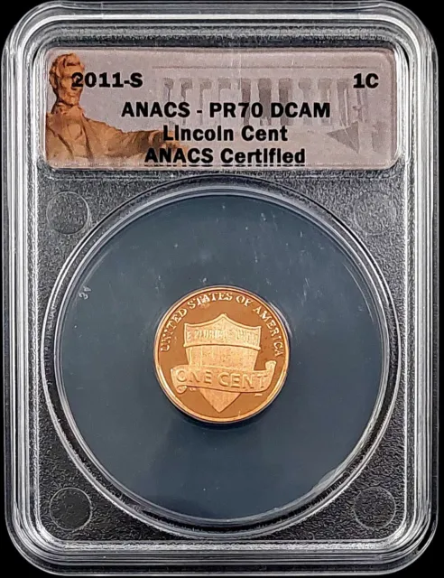 2011 S Proof Lincoln Cent, Shield Reverse certified PR 70 DCAM by ANACS!