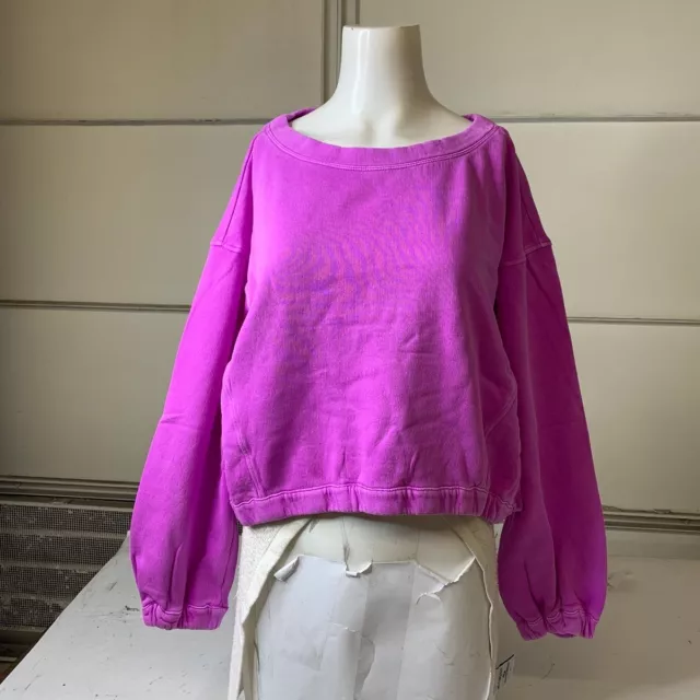 BY ANTHROPOLOGIE Boxy Cropped Pullover Top Women's Size XL Purple