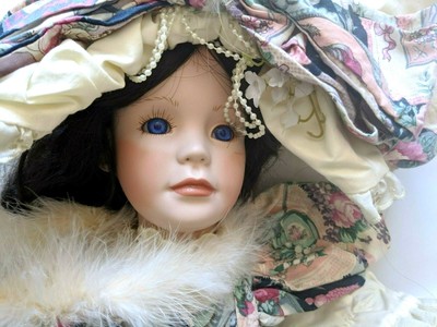 Linda Rick Full Porcelain Doll 24" Vivid Blue Eyes, Signed on Torso 63/500 12/95