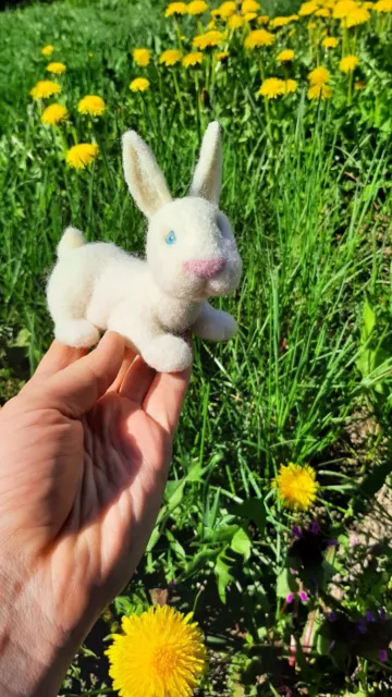 Easter Bunny Needle Felted Wool HandMade White Rabbit Gift 3