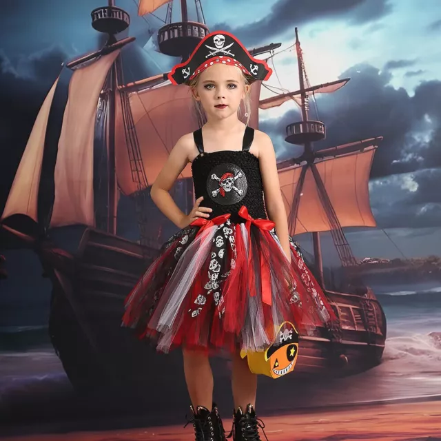 Abito stile pirata Halloween bambini ragazze costume cosplay abito festa abito elegante 3