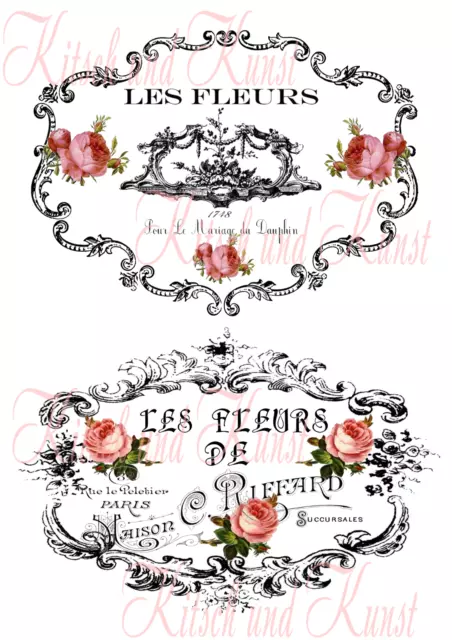 2 pellicola scorrevole acqua etichetta vintage pellicola decalcomania laser shabby chic tatuaggio mobili A 4