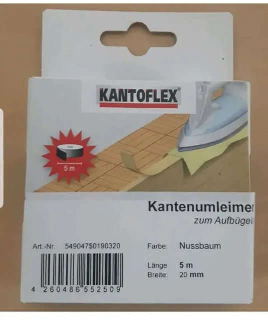 KANTOFLEX Kantenumleimer/Bügelkante mit Schmelzkleber 5m x 20mm Nussbaum
