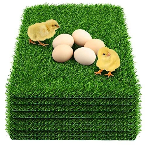 DenForste 8 Pack Chicken Nesting Box Pads - Washable Artificial Grass Nesting...