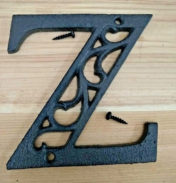 Alphabet House Letters Z Antique Brown Cast Iron Metal Large 4.5" Indoor Outdoor