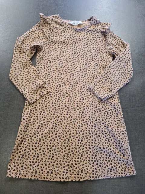 Girls 4-5-6 years leopard print long sleeved Frill Tunic Dress clothes next d