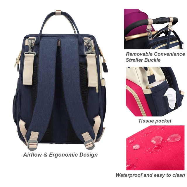 Baby Diaper Backpack, Changing Station Foldable Diaper Bag with Bassinet 3