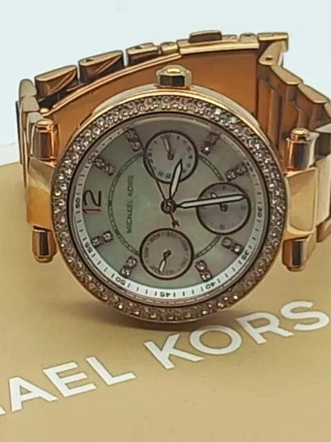 Michael Kors Used Gold Ladies Parker Mini Watch Chronograph Refurbished MK5616