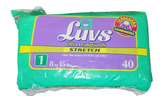 VTG LUVS ULTRA Leakguards STRETCH Size 1 BARNEY 1997 Diapers NEW OPEN ...