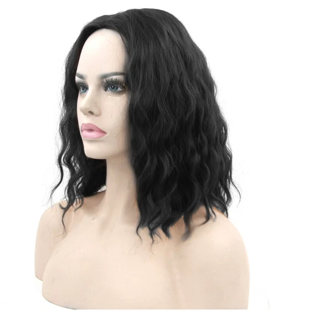 Women Wig Cosplay Hair Accessories Short Wavy Wigs Black Human Natural Hat Miss