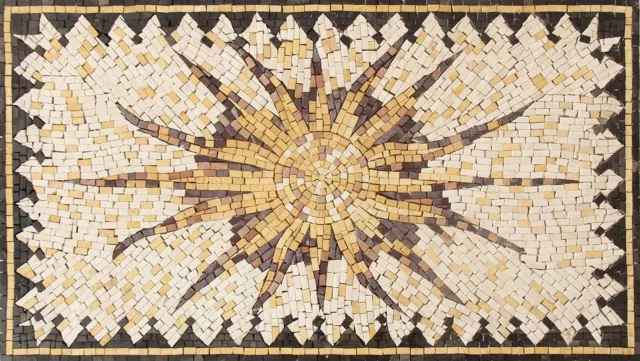 Mosaic Sun Mural Marble Wall Art Pool Tile Stone