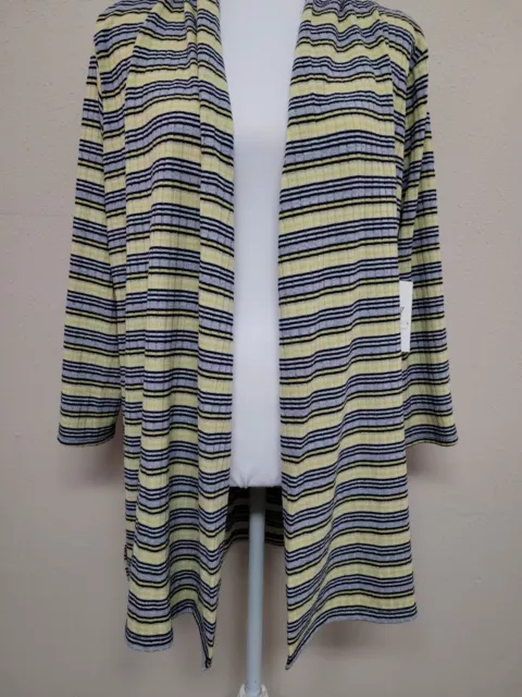 NWT CHAUS NEW YORK Women's Cardigan Long Sleeve Open Front Striped Print.Size XL 3