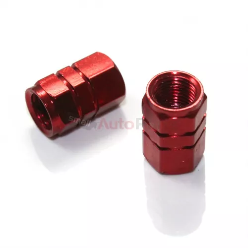 2 Red Aluminum Tire/Wheel Air Stem Valve Metal CAPS for Motorcycle-Bike-Scooter