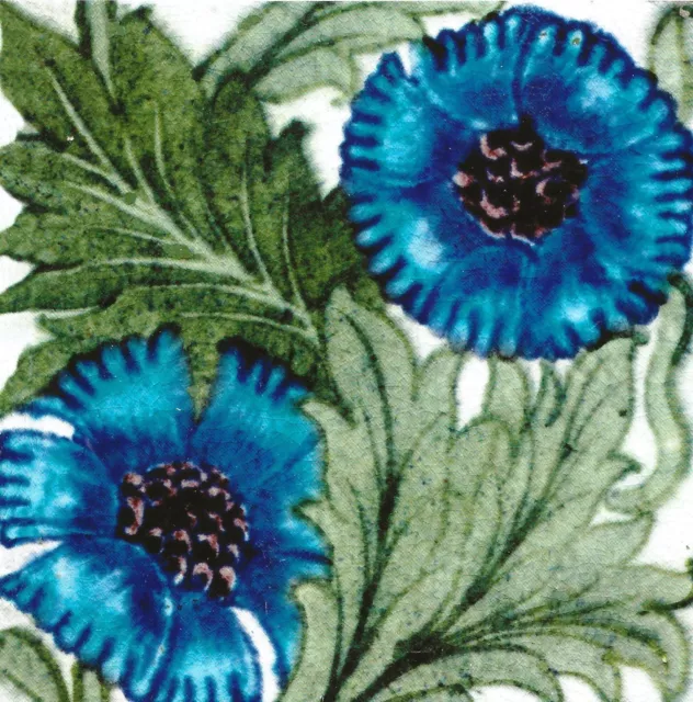 POSTCARD William de Morgan Rose Blue, English 'Arts & Crafts' Tile 1882-88 MINT