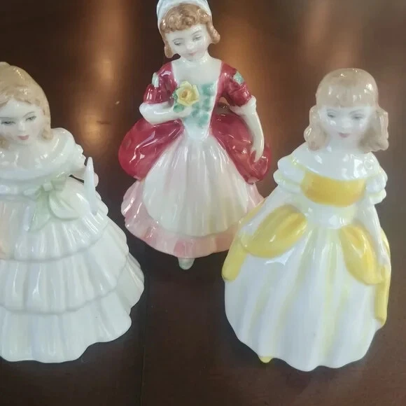 3 Royal Doulton Porcelain Doll Figurines England 5" Numbered/Dated Hand Painted