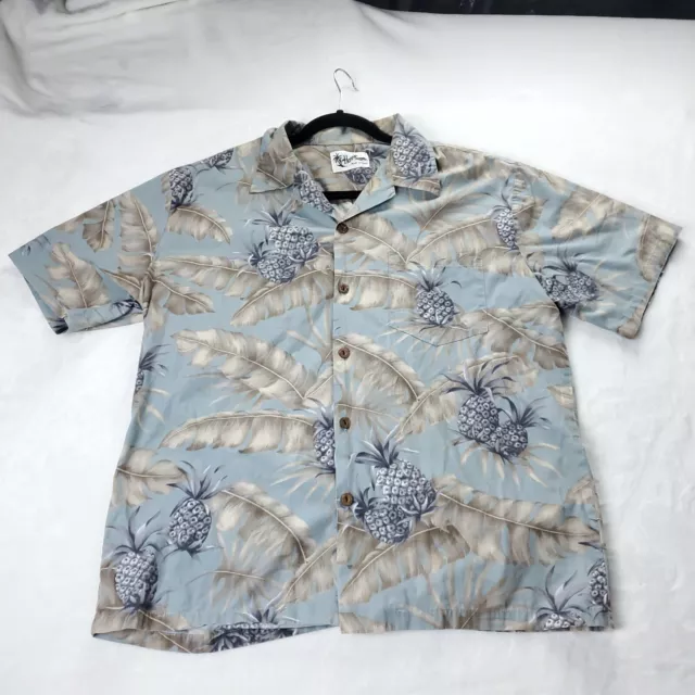 VINTAGE Howie Hawaiian Button Shirt  Mens Large Short Sleeve Pineapple Graphic