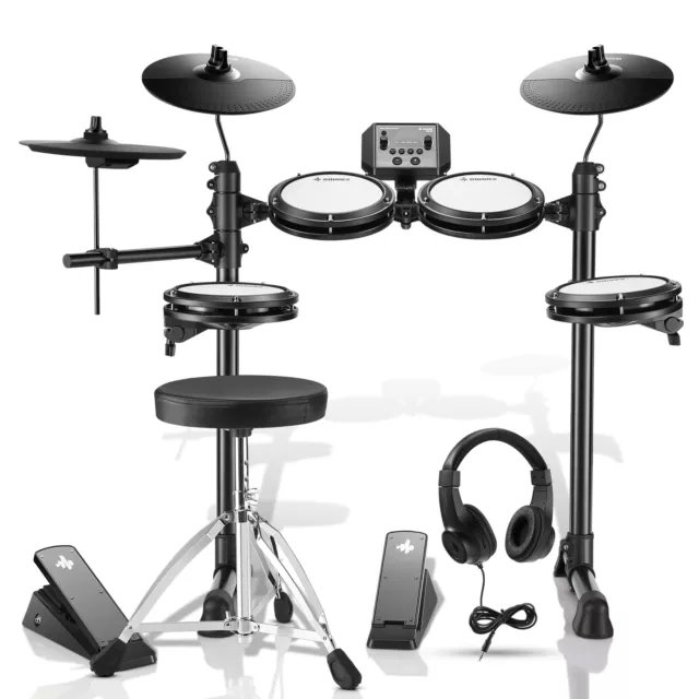 Donner DED-80 Electric Drum Set Quiet Mesh Pad Electronic Drum +Throne Headphone