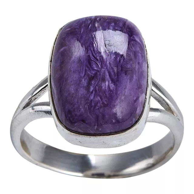 FLORIANA Womens Charoite Gemstone Ring - Silver Setting