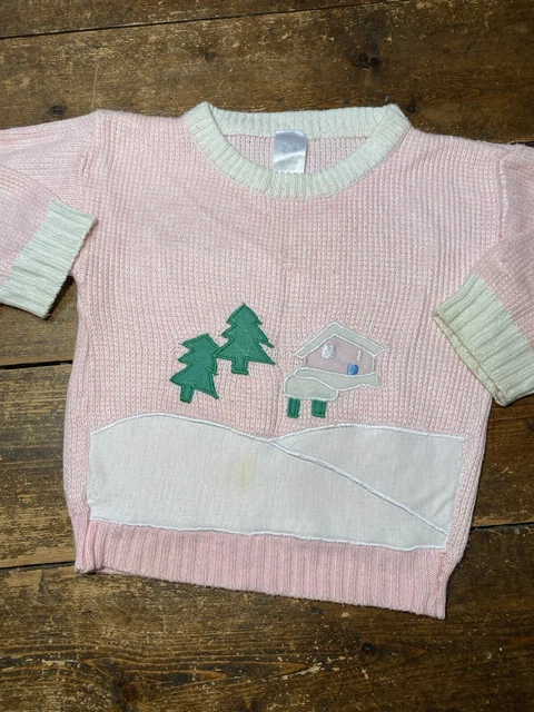Vintage Girls Christmas Jumper Age 2-3 Years 1990s