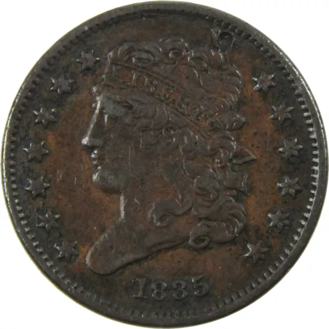 1835 Classic Head Half Cent XF Extremely Fine Details SKU:I13298