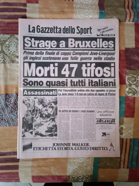 Gazzetta Dello Sport 30 Maggio 1985 Juventus-Liverpool 1-0 Strage Heysel