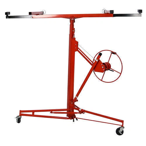 11 Ft Drywall Rolling Lifter Panel Hoist Jack Lifter w/ Lockable Wheels