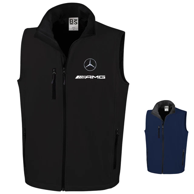 Abbigliamento Mercedes AMG Softshell Uomo Moto Rally Smanicato Gilet Invernale