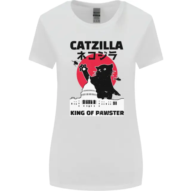 Catzilla Funny Cat Parody Womens Wider Cut T-Shirt