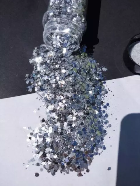 Shadow chunky polyester glitter mix 2 oz. in a shaker bottle!