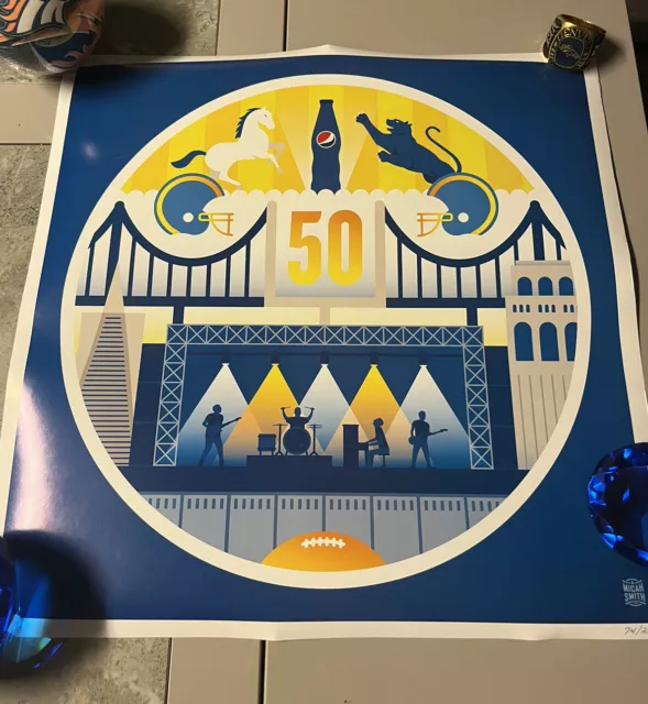 Super Bowl 50 Limited Edition Pepsi Poster #74/250 Broncos vs Panthers