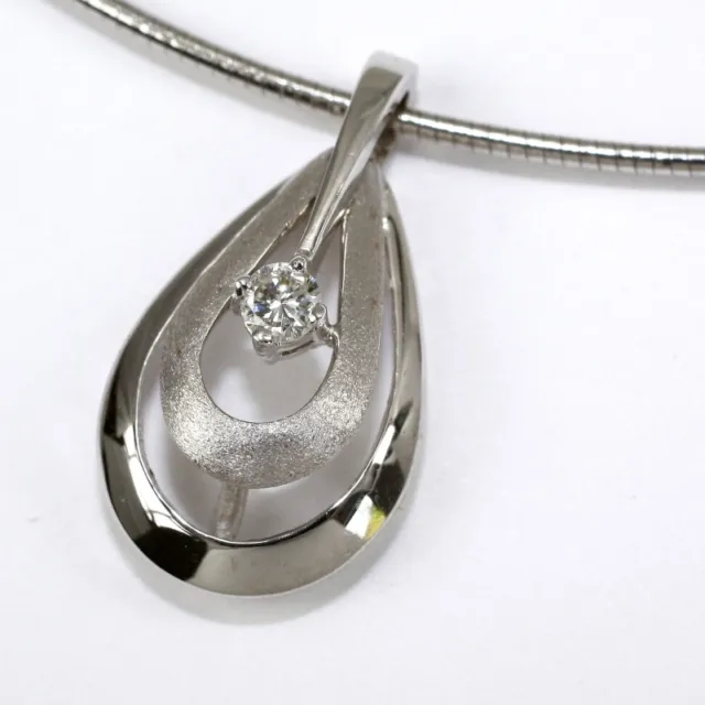 Pendentif En 585 or Blanc 14 Carats Avec Brillant Diamant