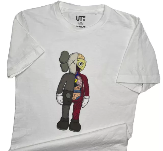 Uniqlo x KAWS T-Shirt Frayed Anatomy Short Sleeve Crewneck White Graphic Sz XXS