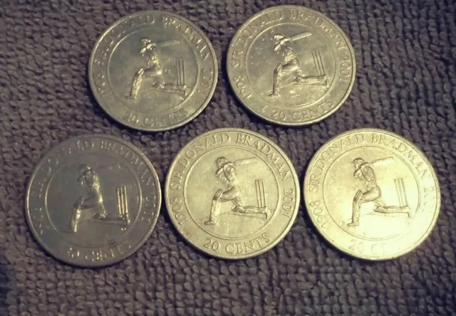 2001 Cricket Sir Don Bradman Sports Legend Australia 20c Coin Circulated LOT PSF