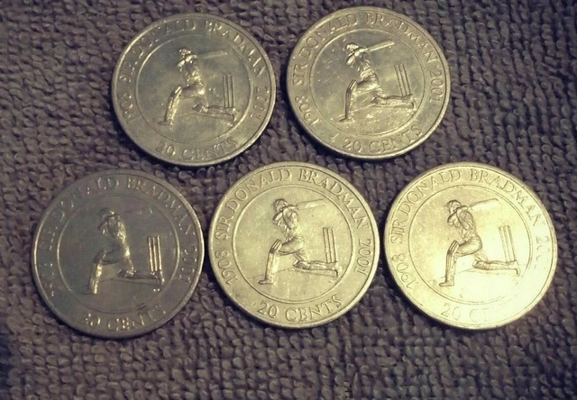 2001 Cricket Sir Don Bradman Sports Legend Australia 20c Coin Circulated LOT PSF