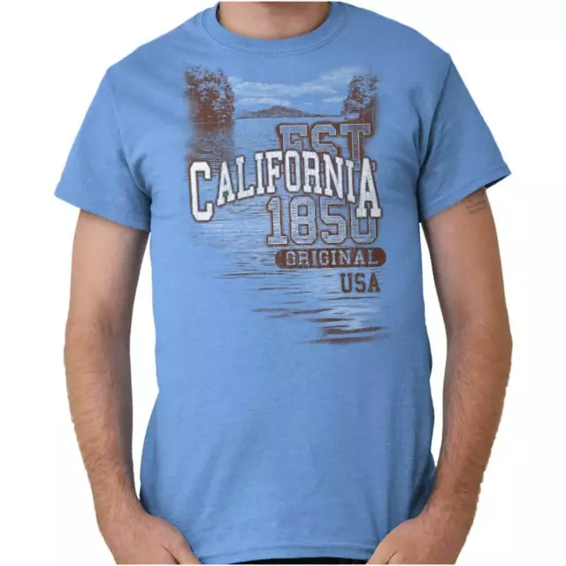 California Golden State Camping Souvenir USA Adult Short Sleeve Crewneck Tee