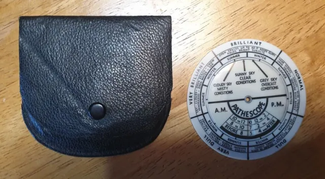 Vintage Pathescope exposure calculator indicator wheel and case