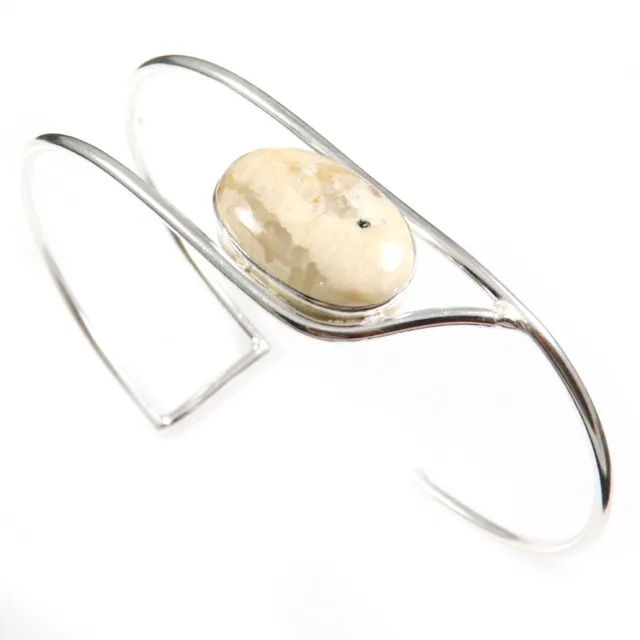 Graphic Feldspar Cuff Bracelet Silver Plated Jewelry Natural Gemstone GBD13