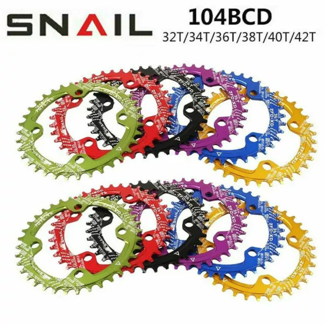 Bike Narrow Wide Round Oval Chainring Chain Ring SNAIL DECKAS BCD 104mm 32 - 42T