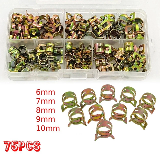 80 Pièces Collier De Serrage Ressort 6mm - Pince Tuyau Carburant Eau Air Silicone Voiture Moto Bateau