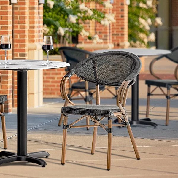 French Bistro BLACK Outdoor Arm Chair Seat Cafe Tea Restaurant Seats Furniture