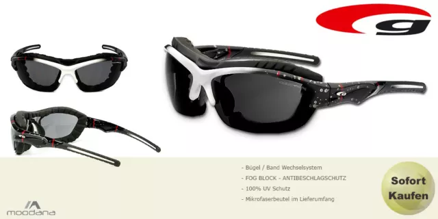 Sportbrille Multisportbrille Skibrille mit Bügel Band Wechselsystem + Windschutz 2