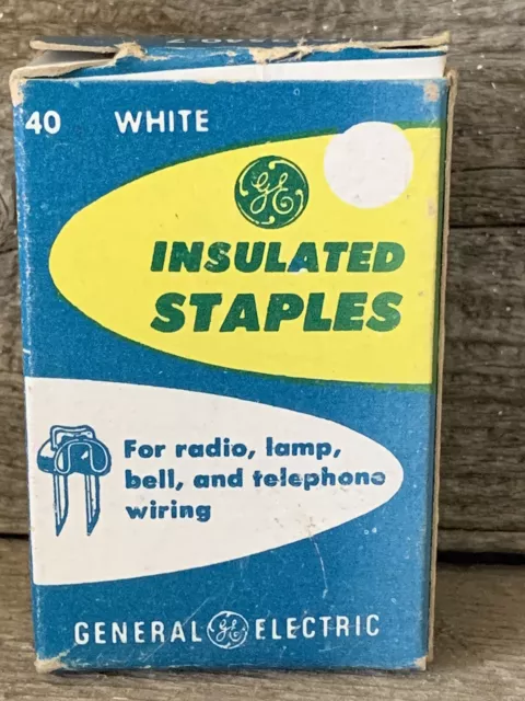 Vintage General Electric Insulated Staples White Advertising Box - Full