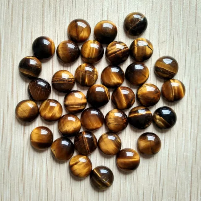 Tigers Eye Cabochon 12mm Round Gemstone Flat Backed Jewellery making